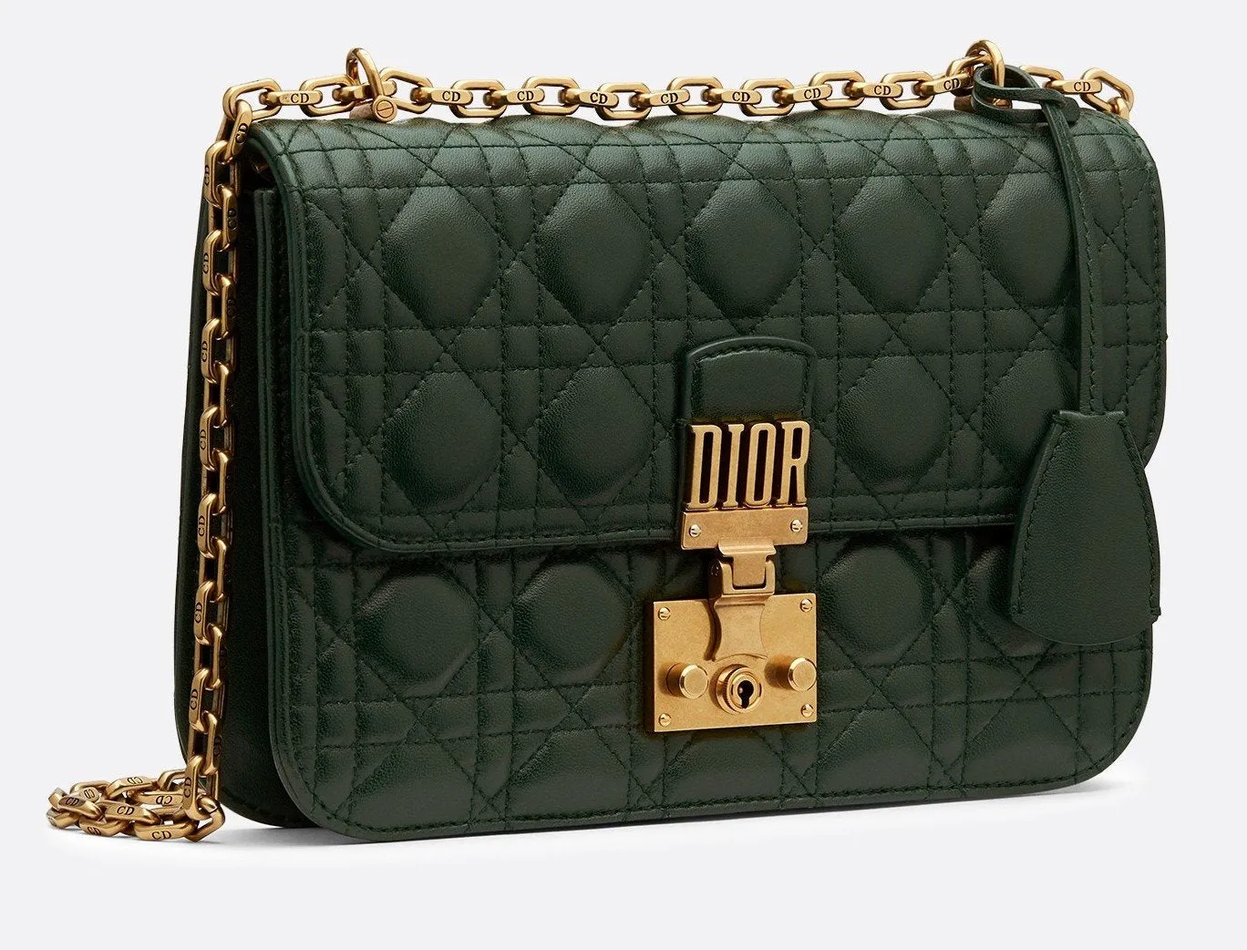 Dioraddict Flap Bag In Cannage Lambskin Leather, Green