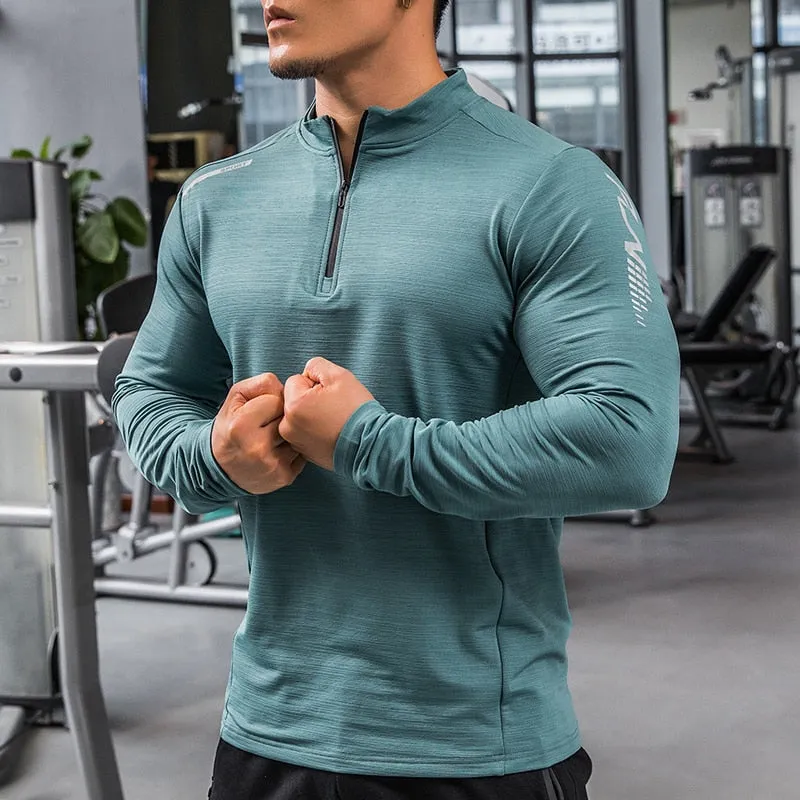 Dry Fit Compression Sport Shirt Men Rashgard Fitness Long Sleeves Running Sweatshirt Gym T-shirt Football Jersey Sportswear