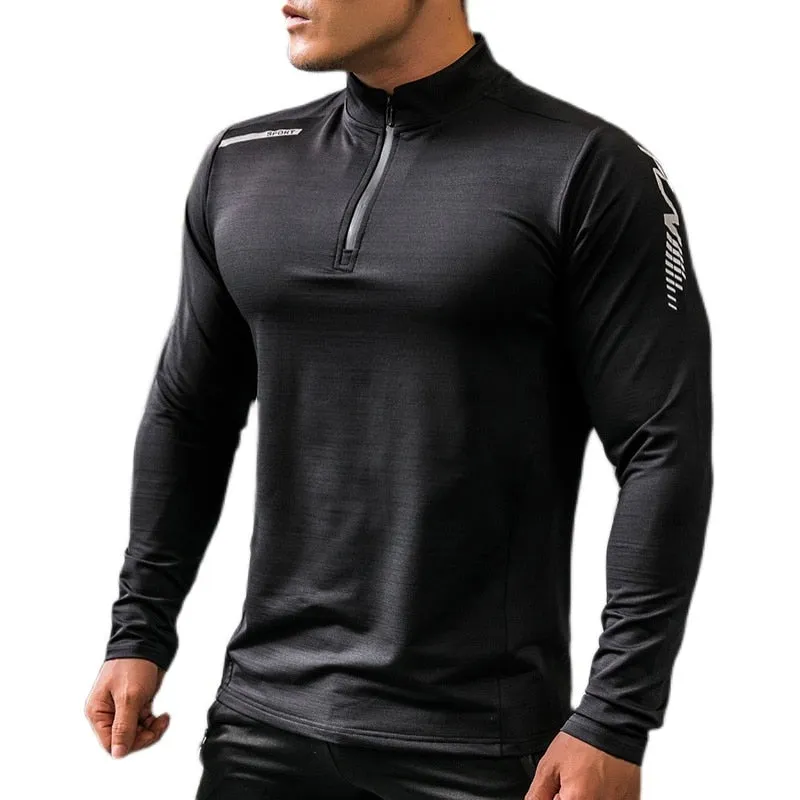 Dry Fit Compression Sport Shirt Men Rashgard Fitness Long Sleeves Running Sweatshirt Gym T-shirt Football Jersey Sportswear