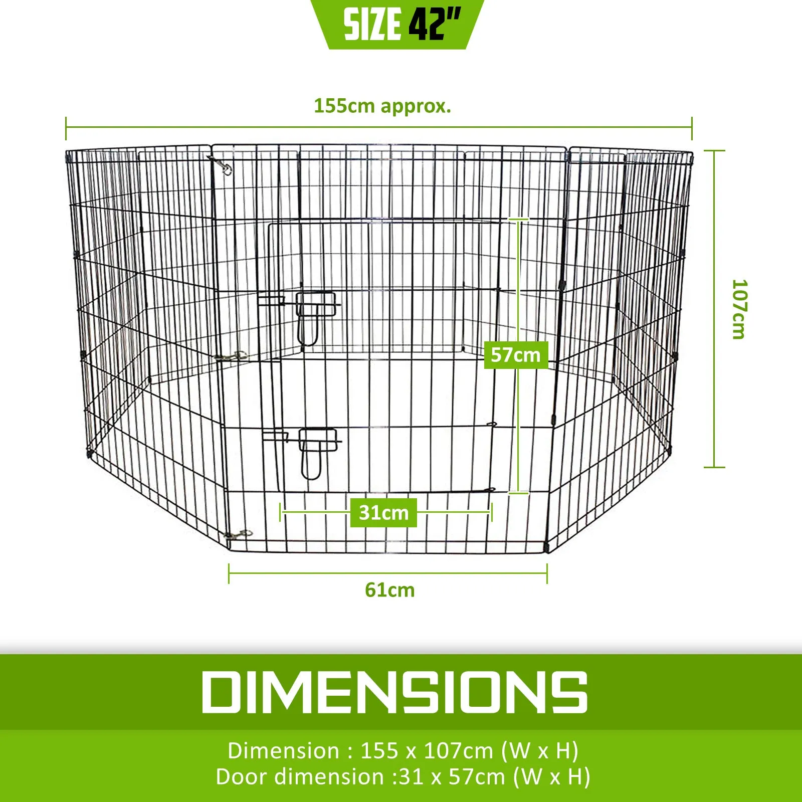 Durable Foldable 8-Panel Dog Playpen with Cover, Paw Mate