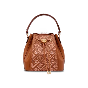 Embroidery Leather Crossbody Bag Backpack Retro Brown