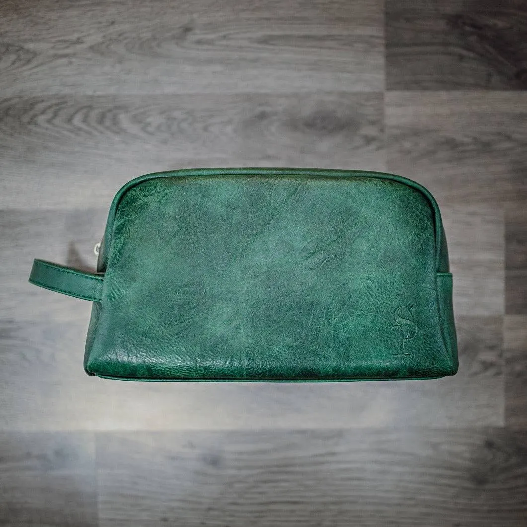 Emerald Green Leather Toiletry Bag