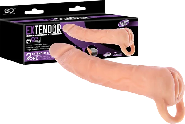 EXTENDOR 9 inch 2 in 1 Penis Extender with Ball Strap and Realistic Vagina Masturbator