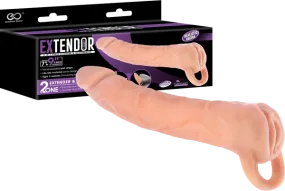 EXTENDOR 9 inch 2 in 1 Penis Extender with Ball Strap and Realistic Vagina Masturbator