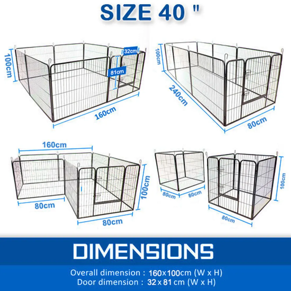 Extra Heavy Duty 8 Panel Pet Playpen Dog Cage Puppy Exercise Crate Enclosure Rabbit Fence