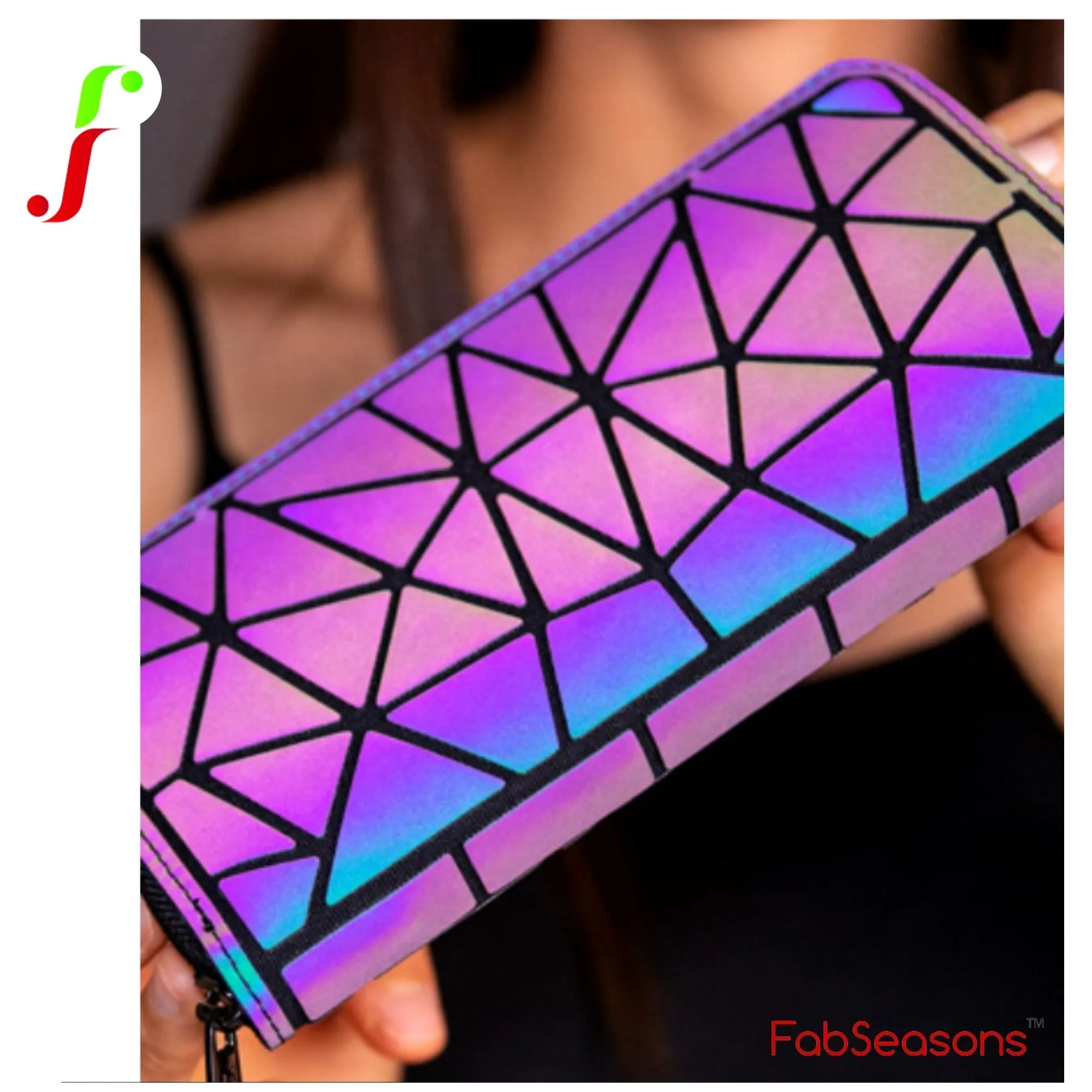 FabSeasons Luminous Geometric Reflective Wallet for Women & Girls