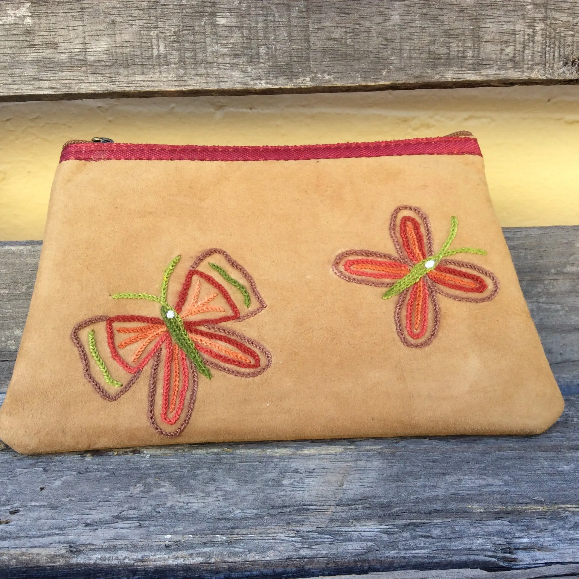 Fair Trade Ethical Suede Butterfly Coin Purse