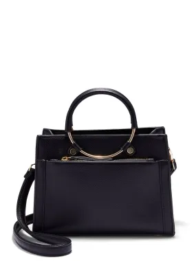 Faux-Leather Top Handle Crossbody Bag