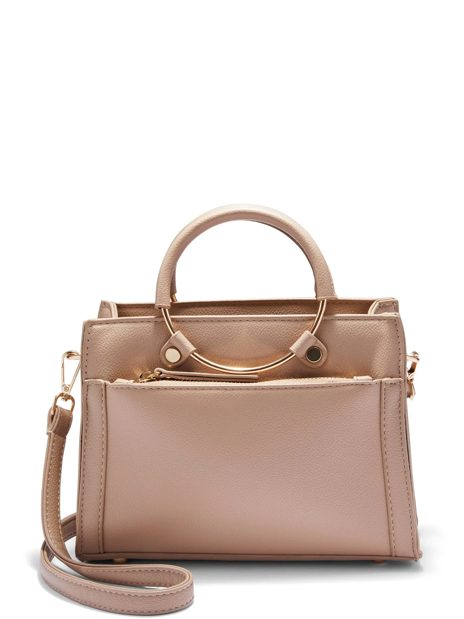 Faux-Leather Top Handle Crossbody Bag