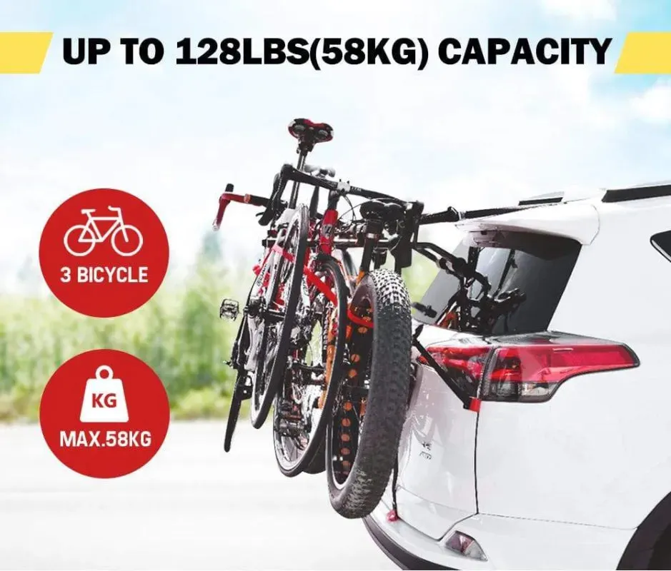 FieryRed 3 Bike Rack Foldable Bicycle Carrier