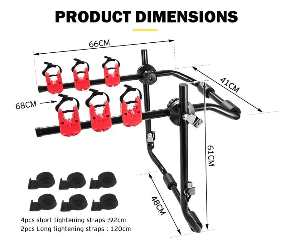 FieryRed 3 Bike Rack Foldable Bicycle Carrier