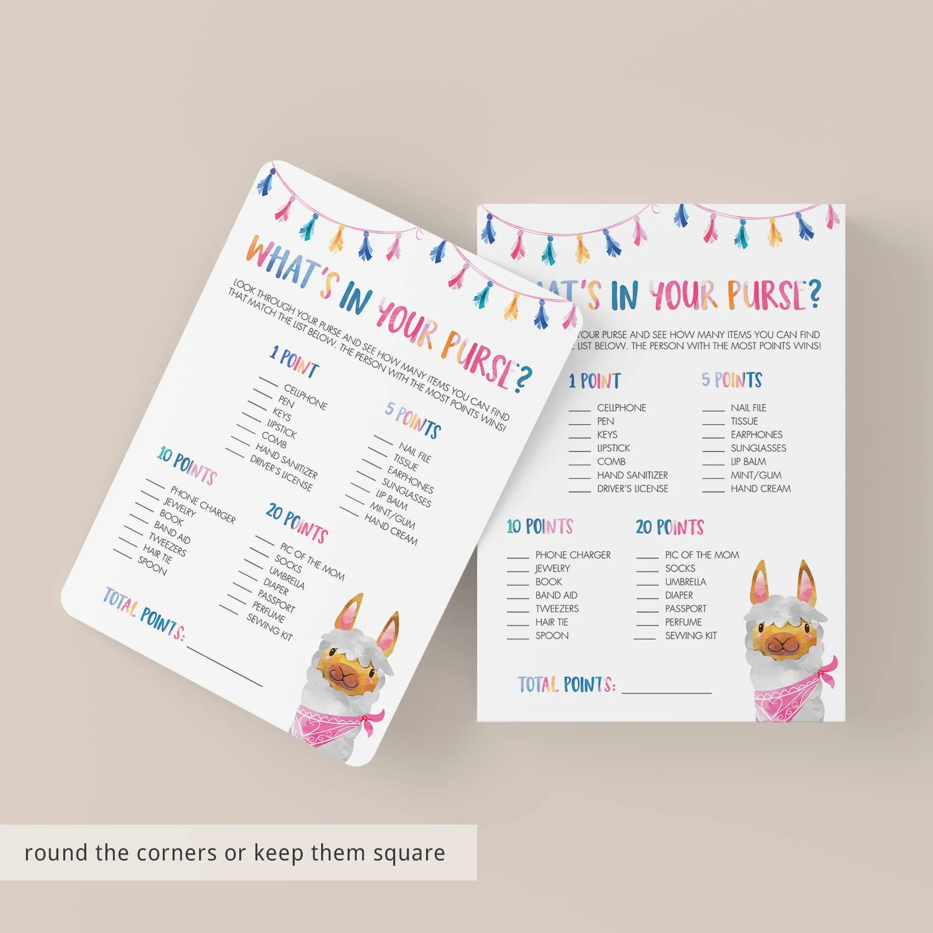 Fiesta Baby Shower Game What's In Your Purse Printable