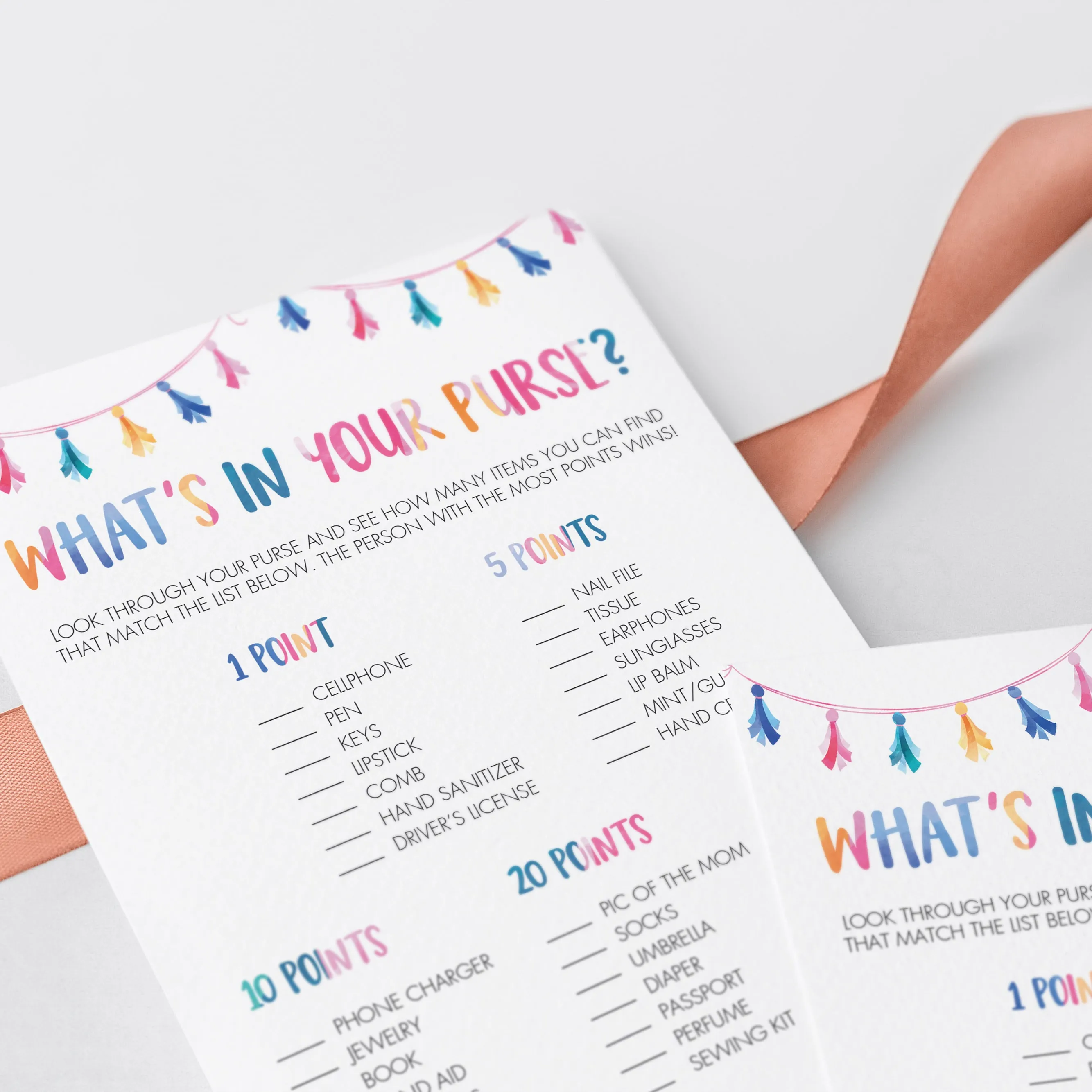 Fiesta Baby Shower Game What's In Your Purse Printable