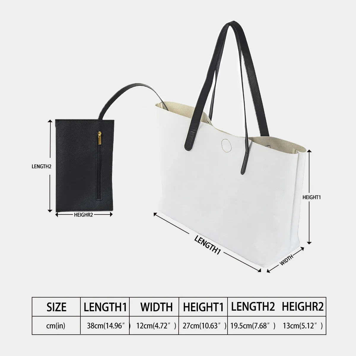 Fire Feather White Shopping Tote Bag With Black Mini Purse