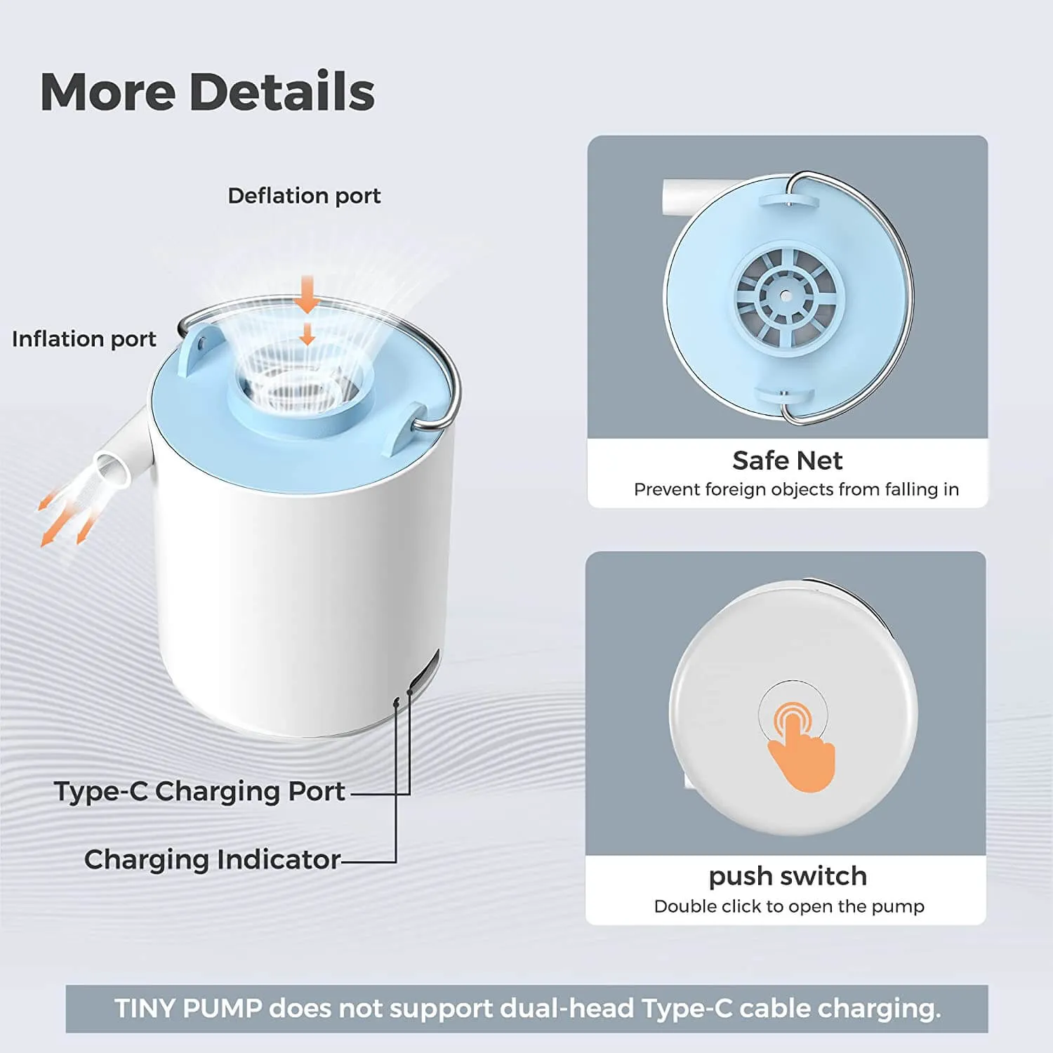 FLEXTAILGEAR TINY PUMP X 3 in 1 Rechargeable Mini Air Pump with Light