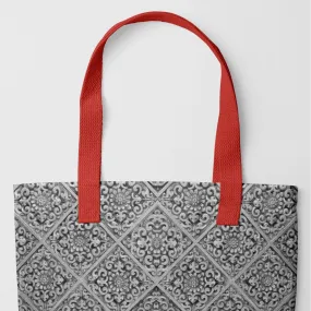 Flower Maze Tote - Black and White Shopping Tote Bag