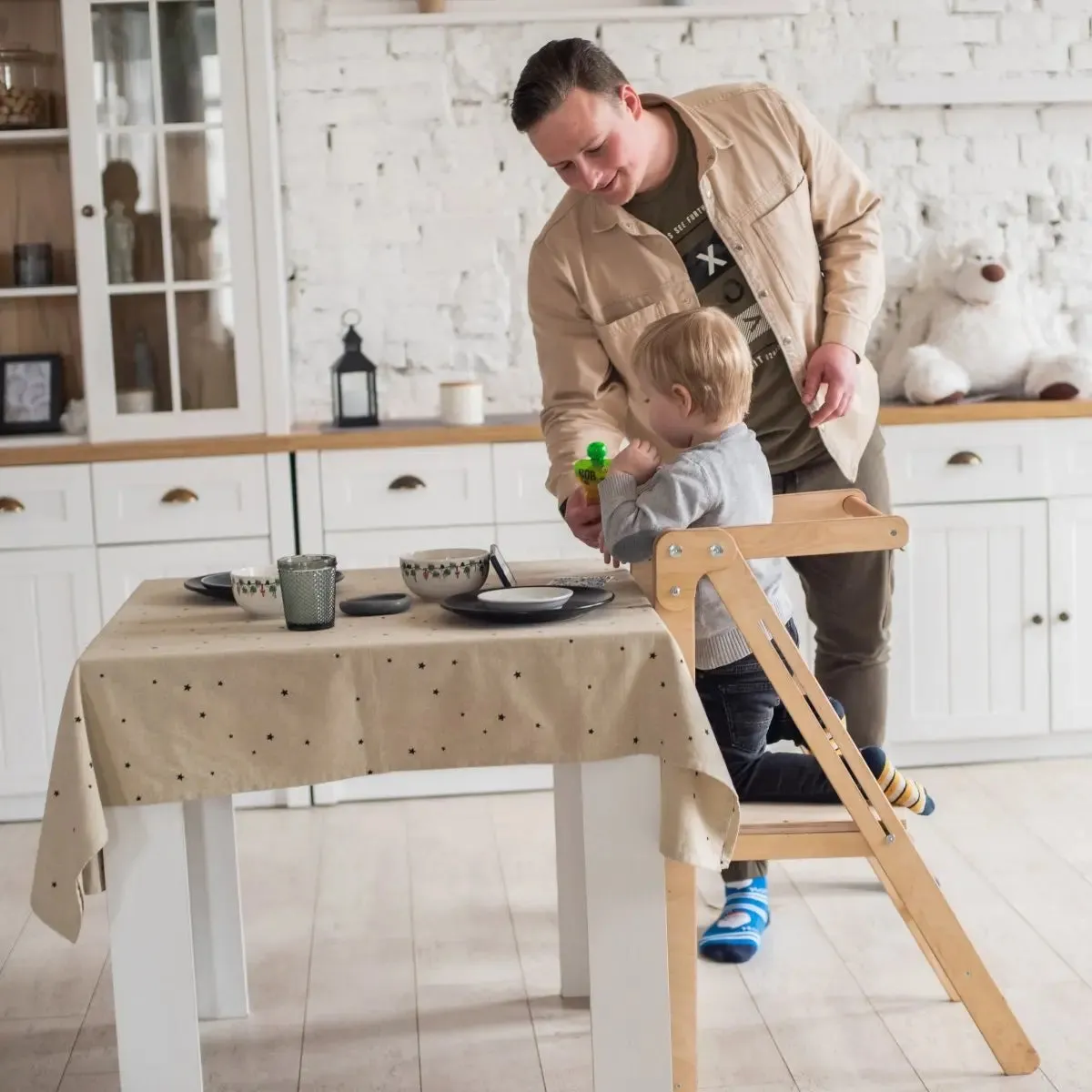 Foldable Step Stool for Toddlers - Kid Chair That Grows - Beige