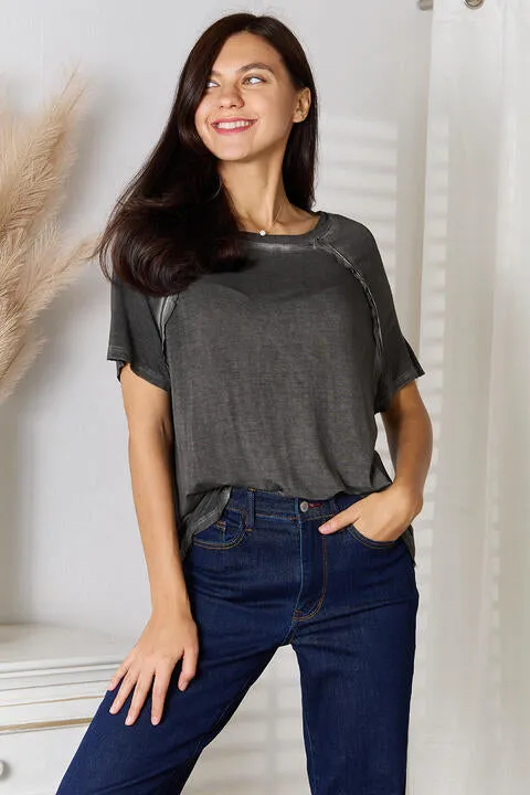 Full Size Round Neck Raglan Sleeve T-Shirt