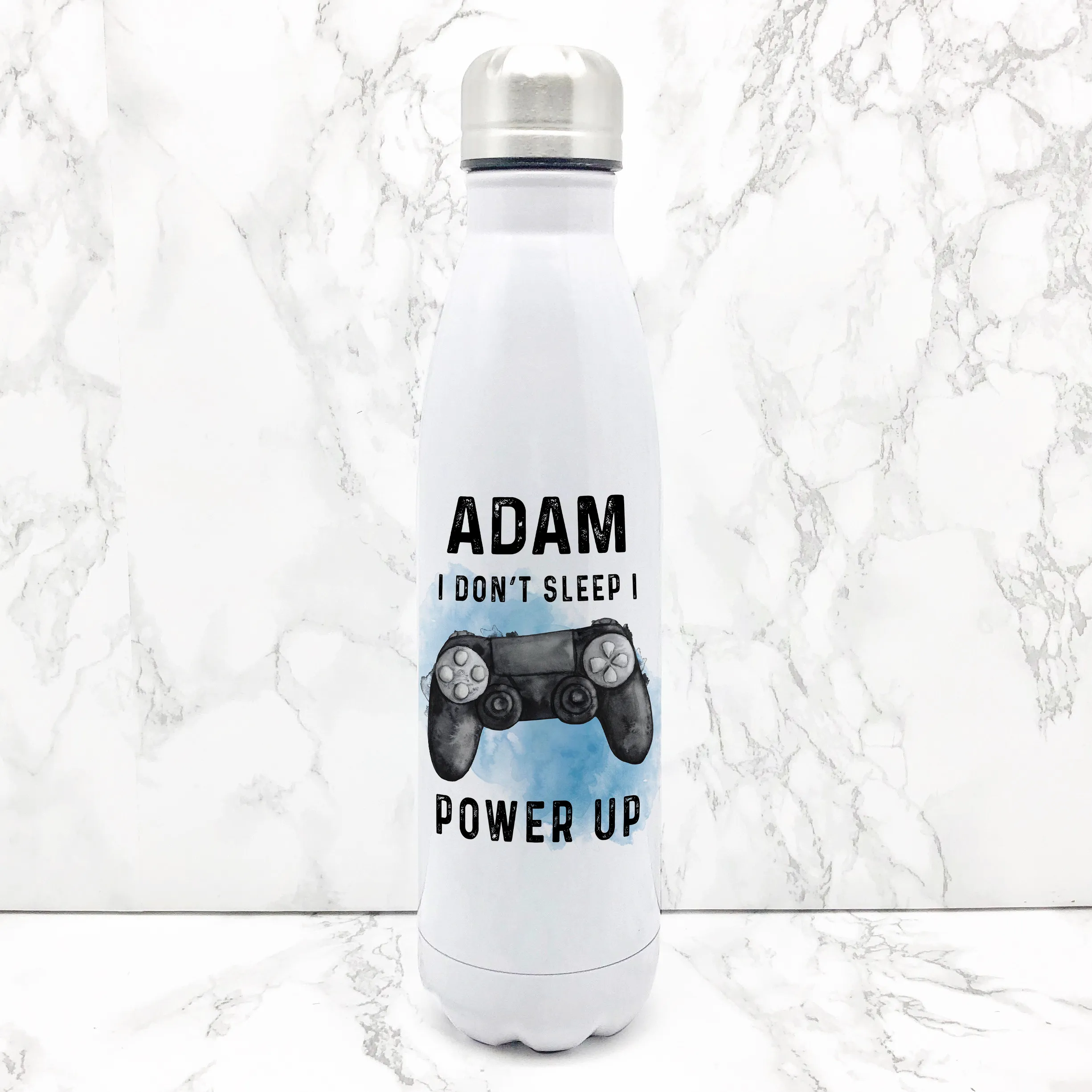 Gamer Personalised Travel Flask Water Bottle I Don't Sleep I Power Up 500ml