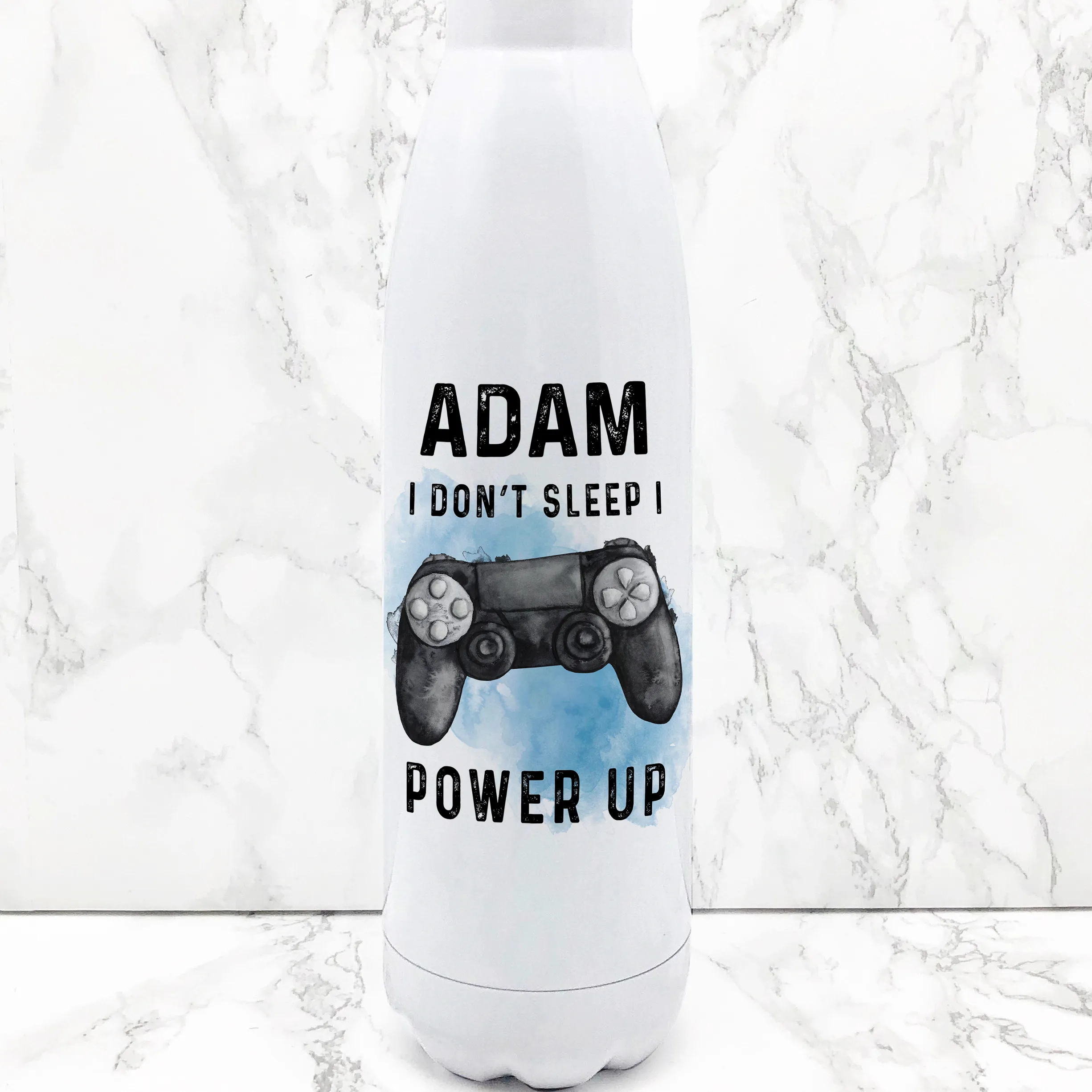 Gamer Personalised Travel Flask Water Bottle I Don't Sleep I Power Up 500ml