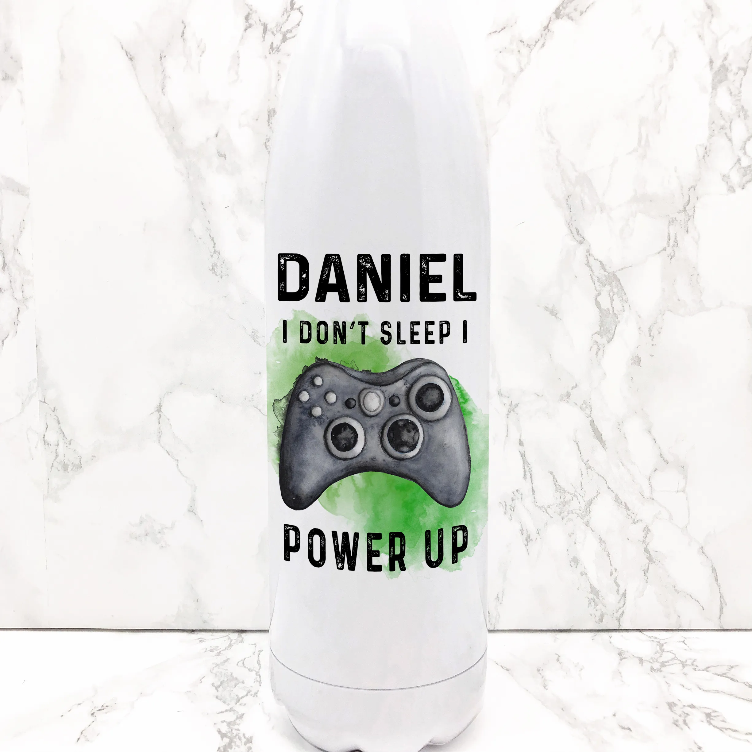 Gamer Personalised Travel Flask Water Bottle I Don't Sleep I Power Up 500ml