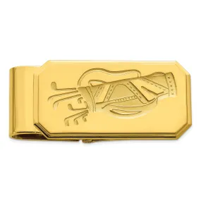 Gold Plated Golf Bag Hinged Money Clip