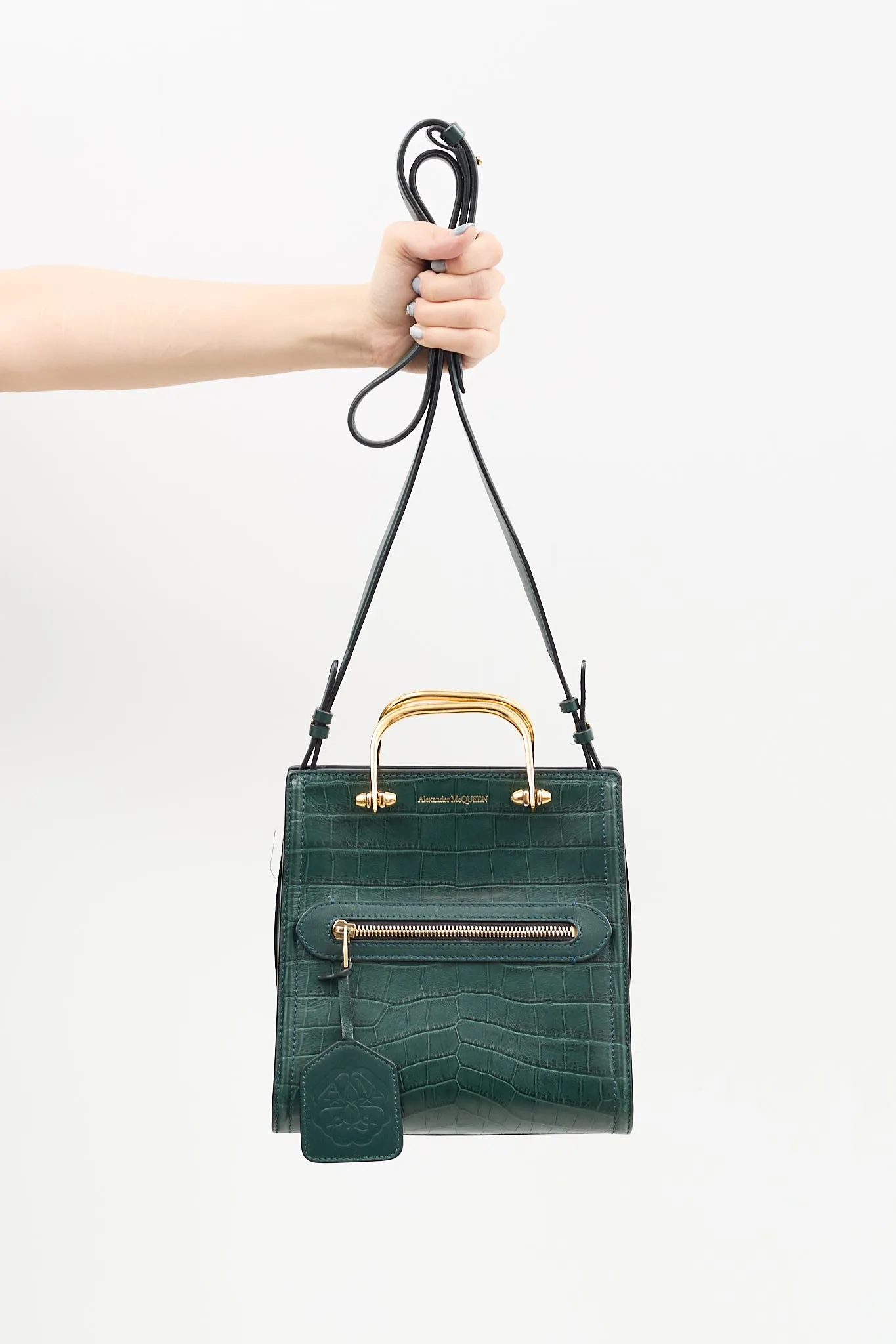 Green Embossed Leather The Short Story Bag