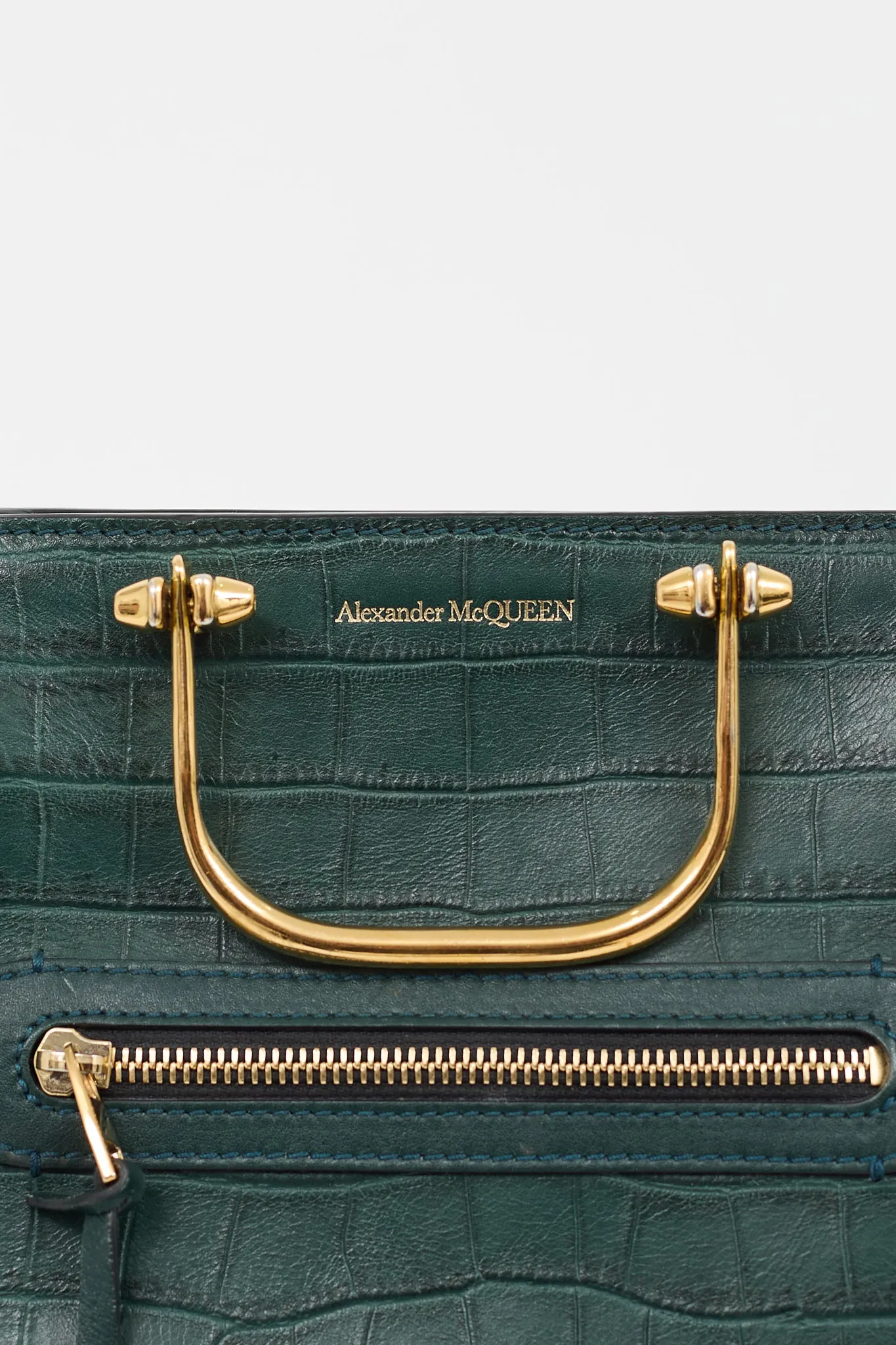 Green Embossed Leather The Short Story Bag