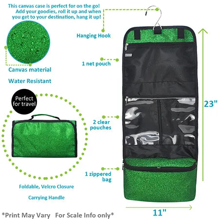 Green Glitter NGIL Traveling Toiletry Bag