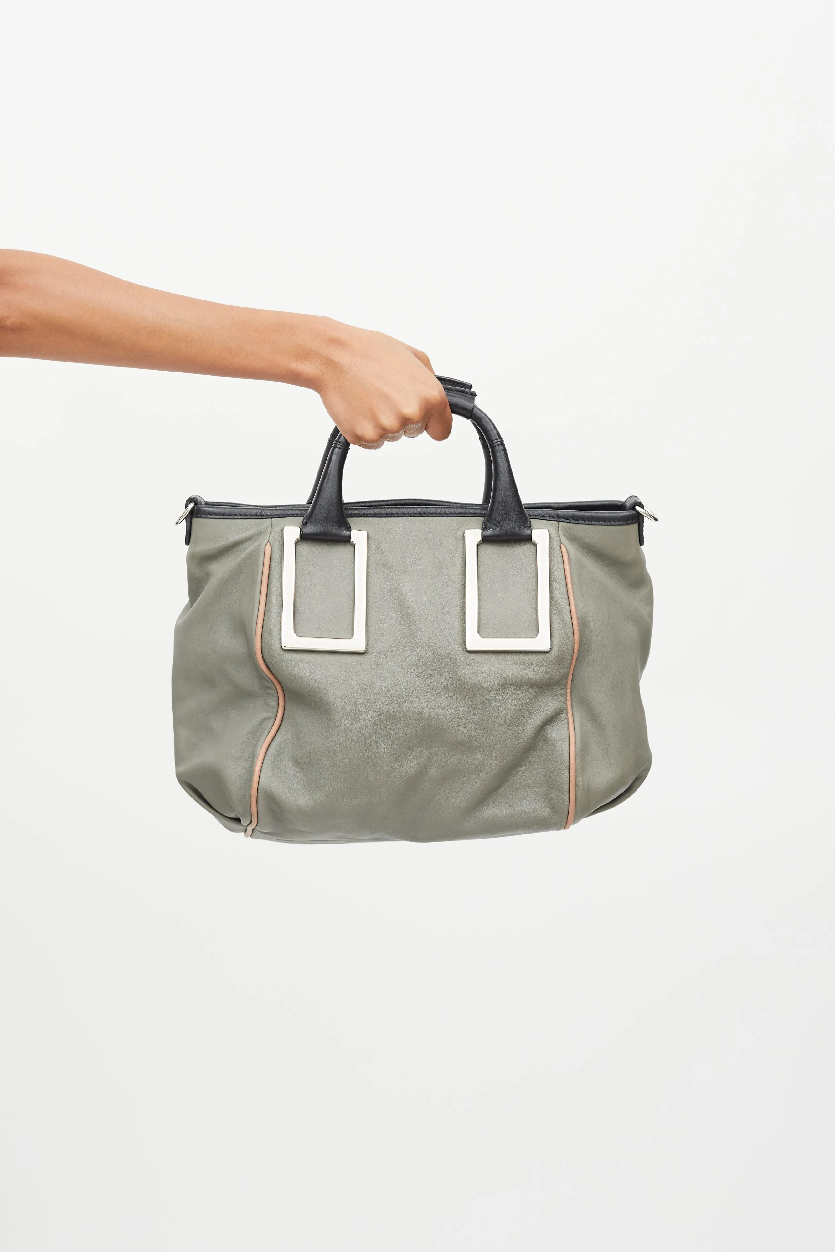 Grey Leather Ethel Crossbody Bag