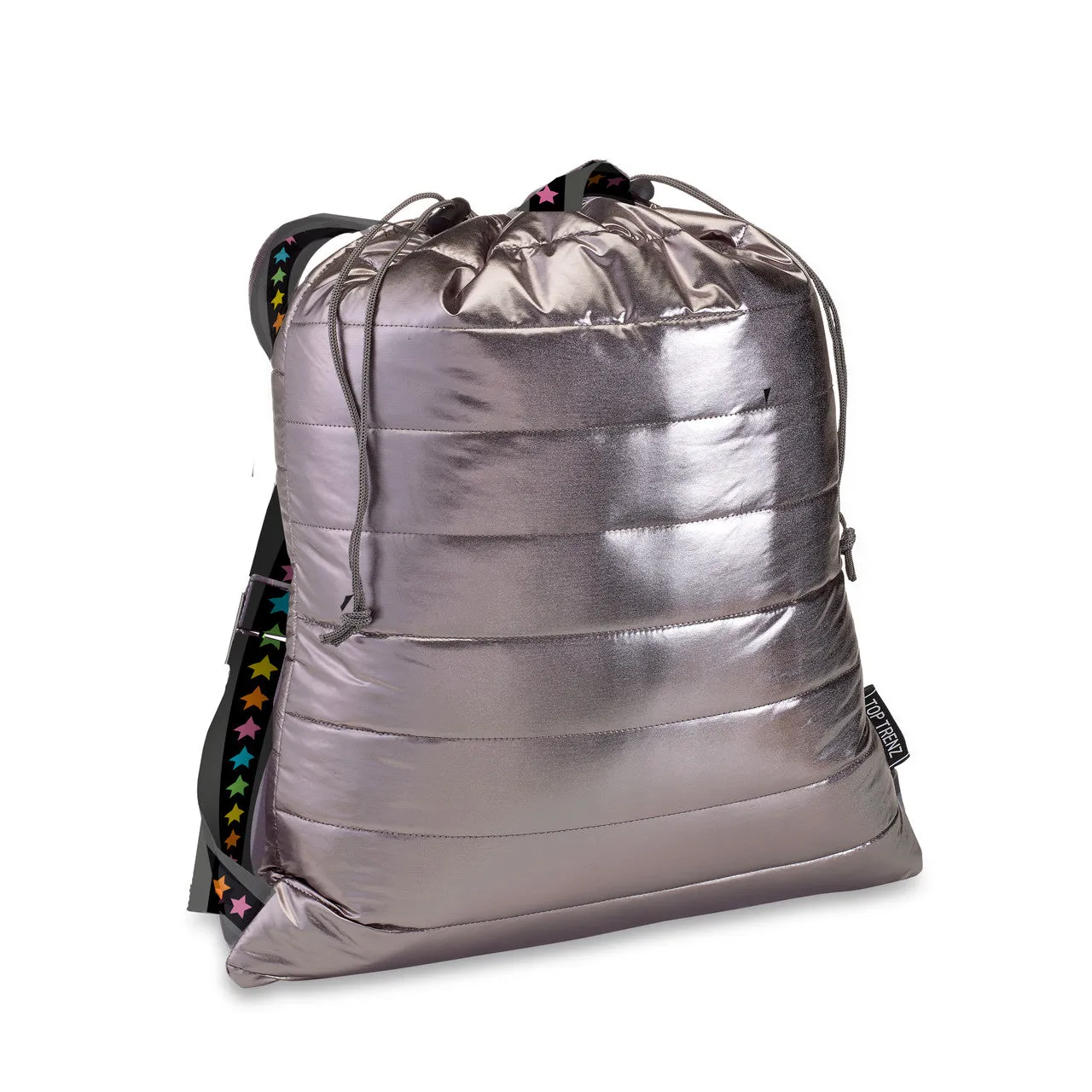 Gunmetal Puffer Sling Bag w/Multi Star Straps