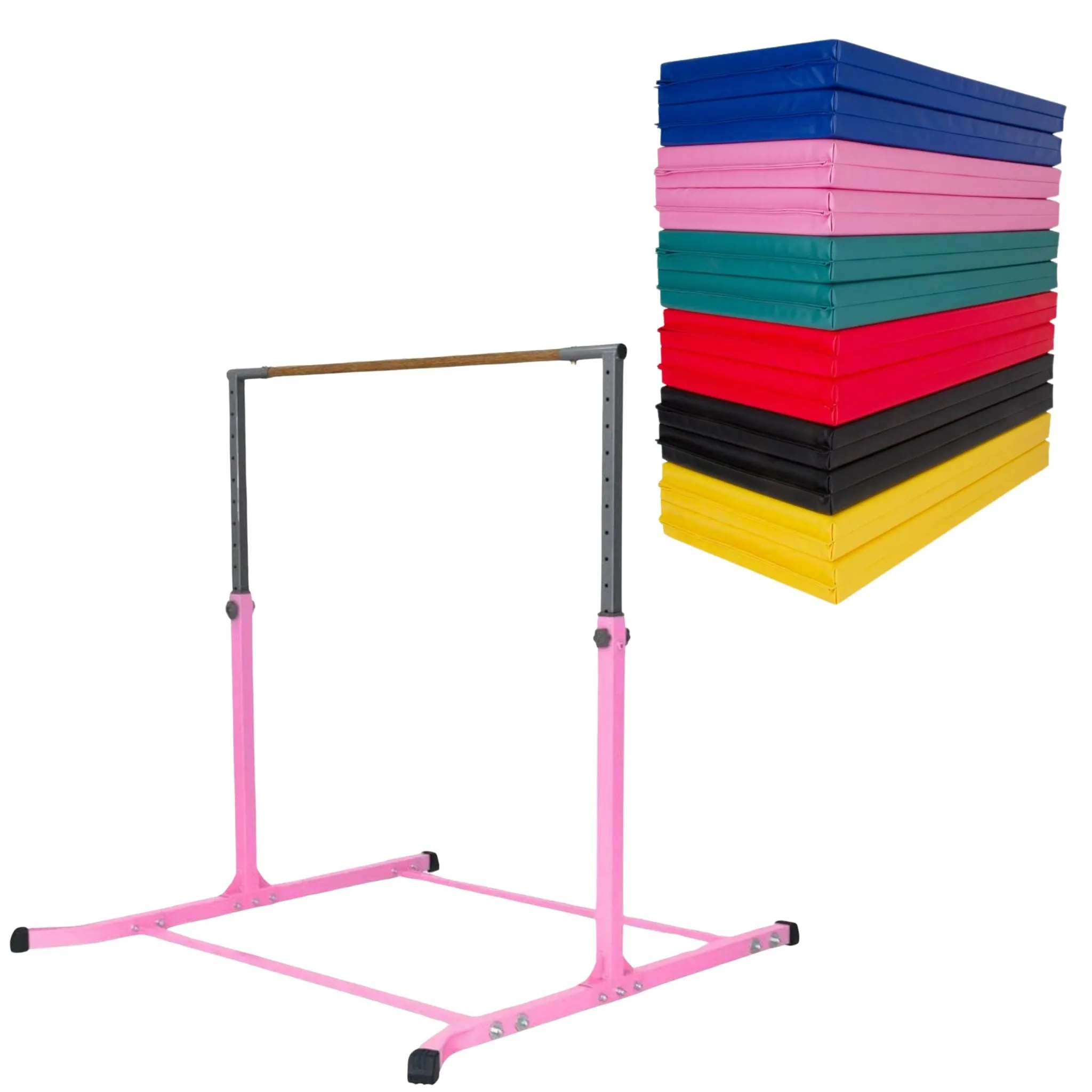 Gymnastics Bar Junior Training Bar Adjustable Height Kip Bar plus Gymnastics mat bundle