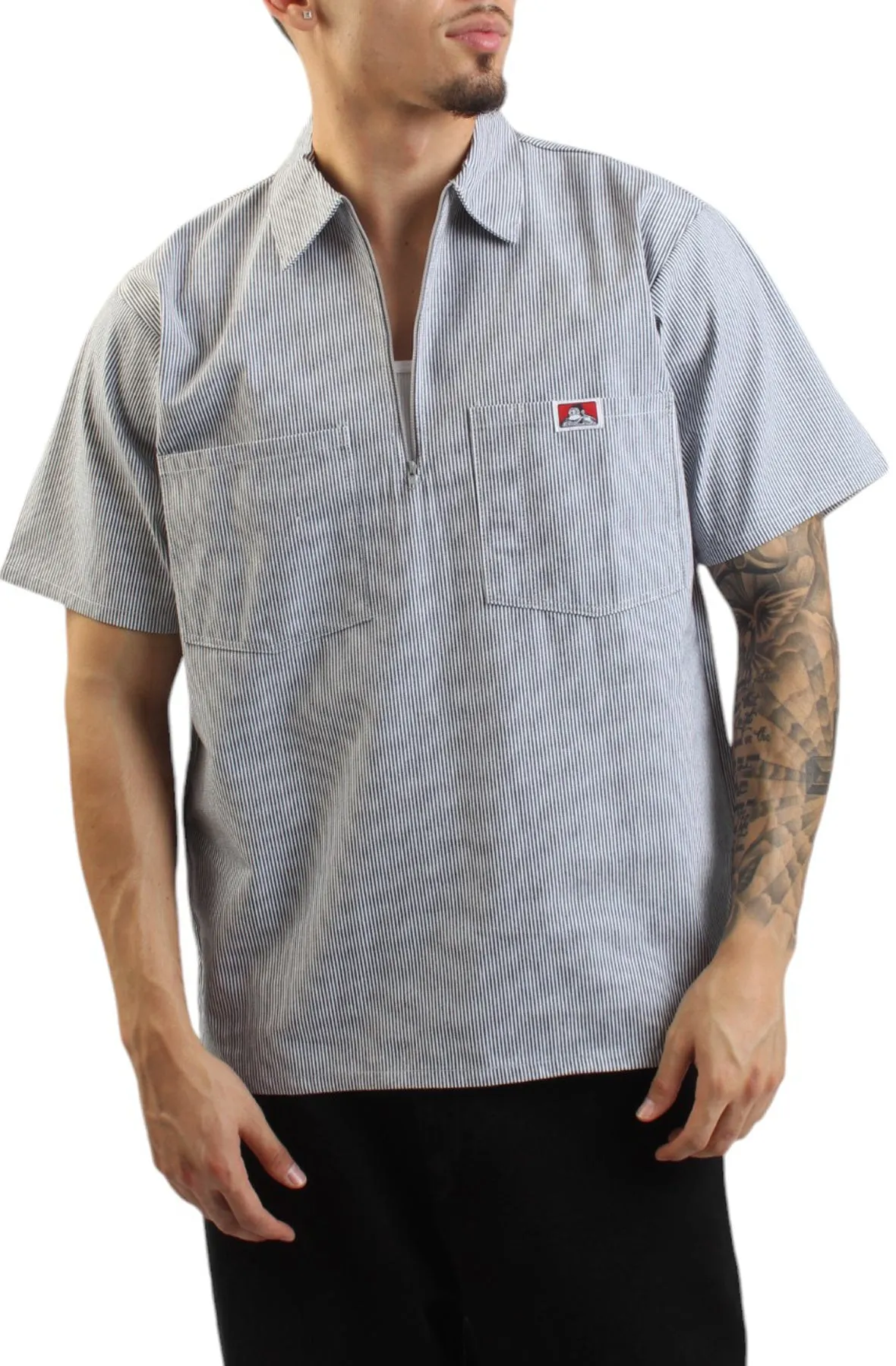 Half Zip Striped Work Shirt