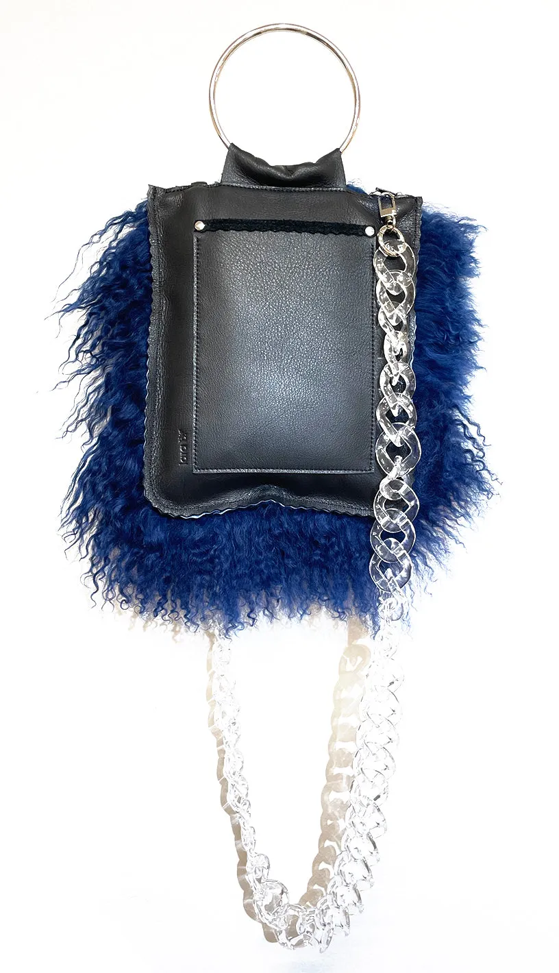 Hanna Navy Sheepskin & Black Matte