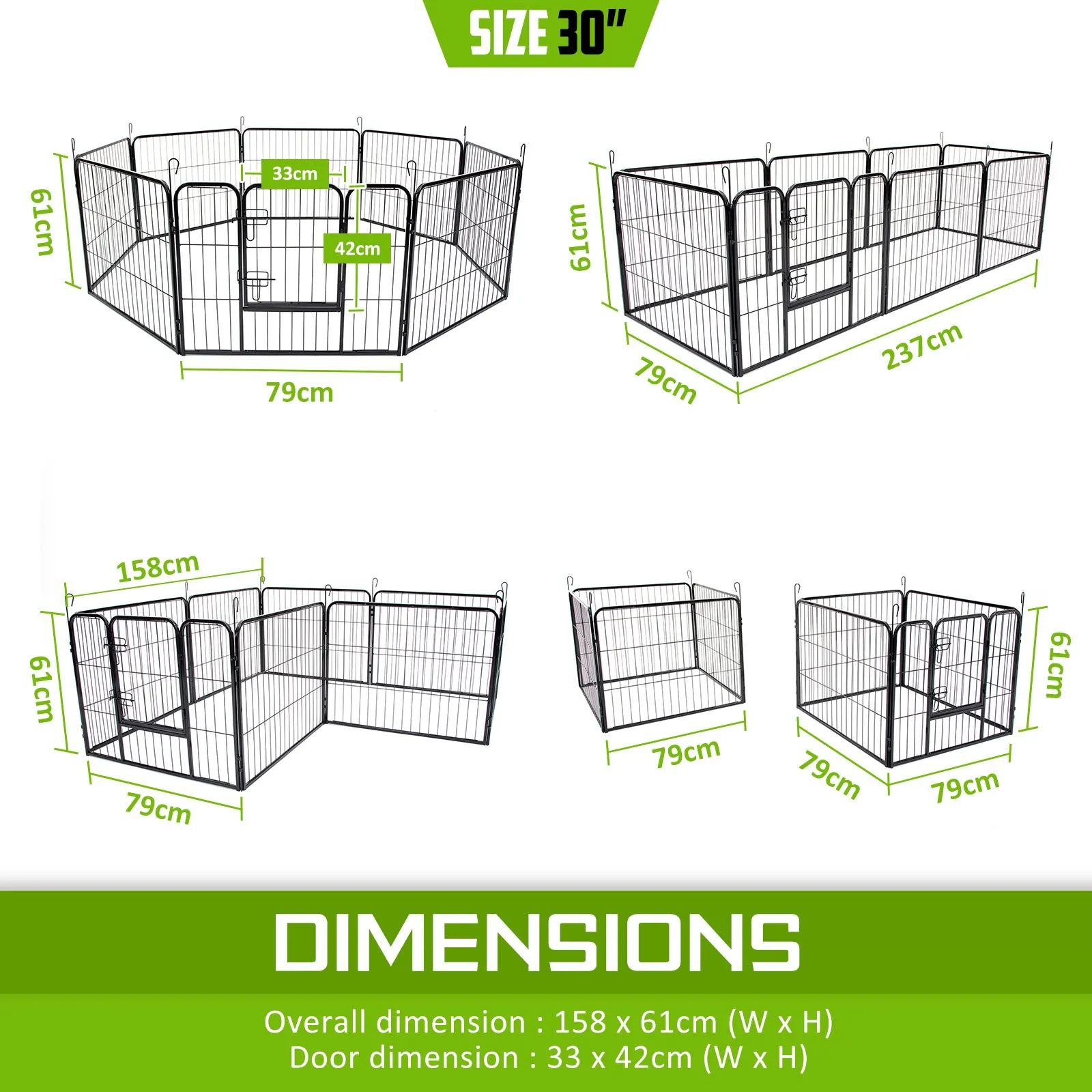 Heavy Duty Foldable Pet Playpen with Cover, Steel, 8 Panels - Paw Mate