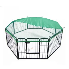 Heavy Duty Foldable Pet Playpen with Cover, Steel, 8 Panels - Paw Mate