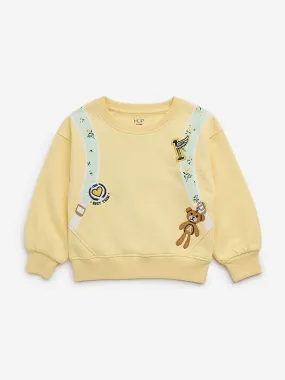 HOP Kids Yellow Backpack-Design Cotton Blend Sweatshirt