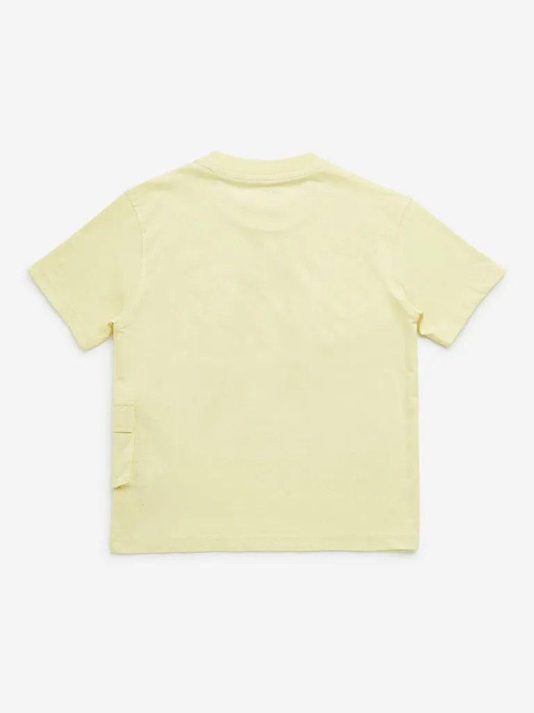 HOP Kids Yellow Bagpack Design Cotton T-Shirt