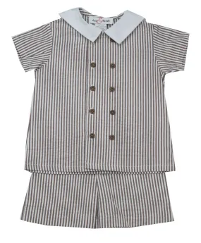 Jack & Teddy Brown Stripe Short Set