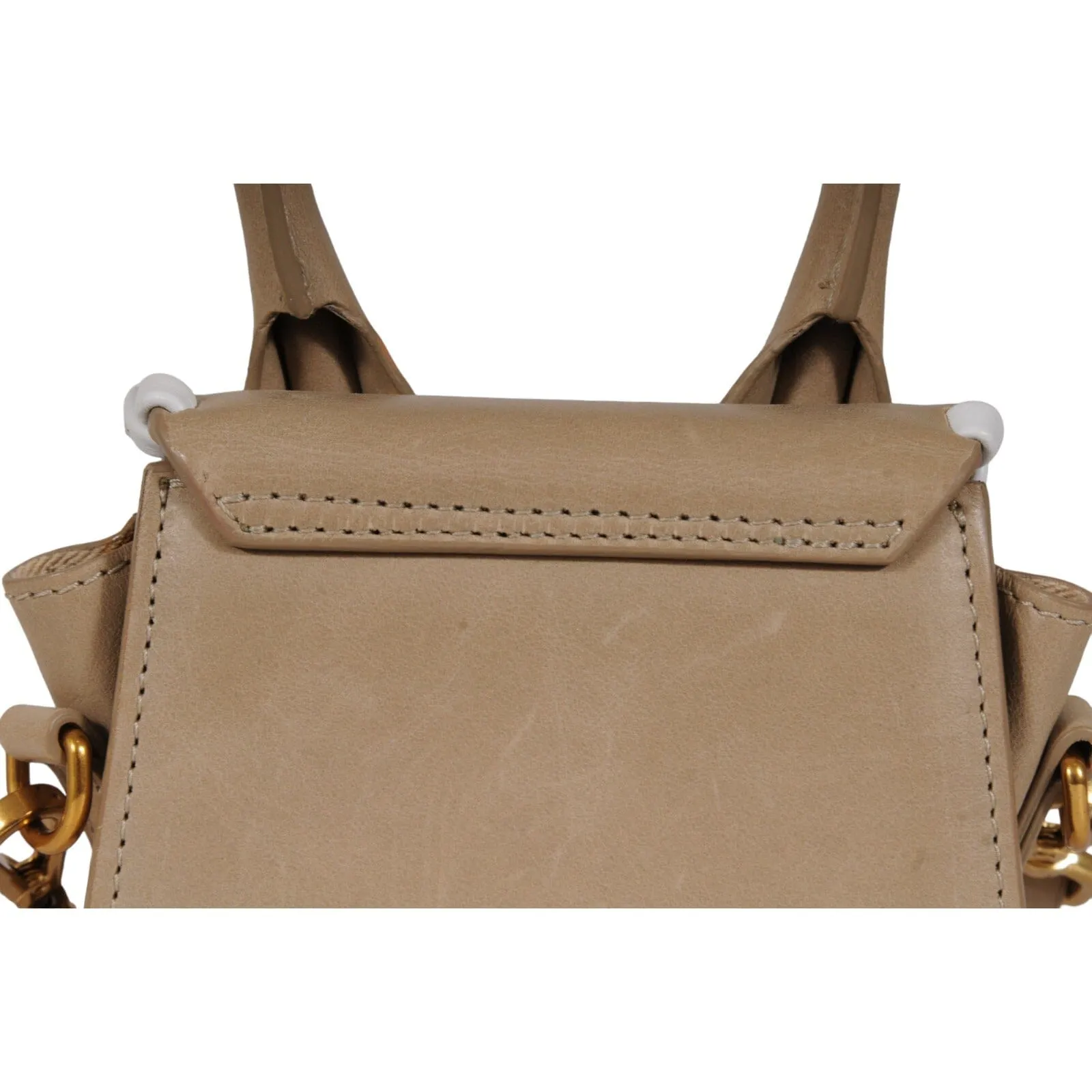 Jacquemus  Le Chiquito Mini Top Handle Crossbody Bag Tan Whit Whipstitch Leather