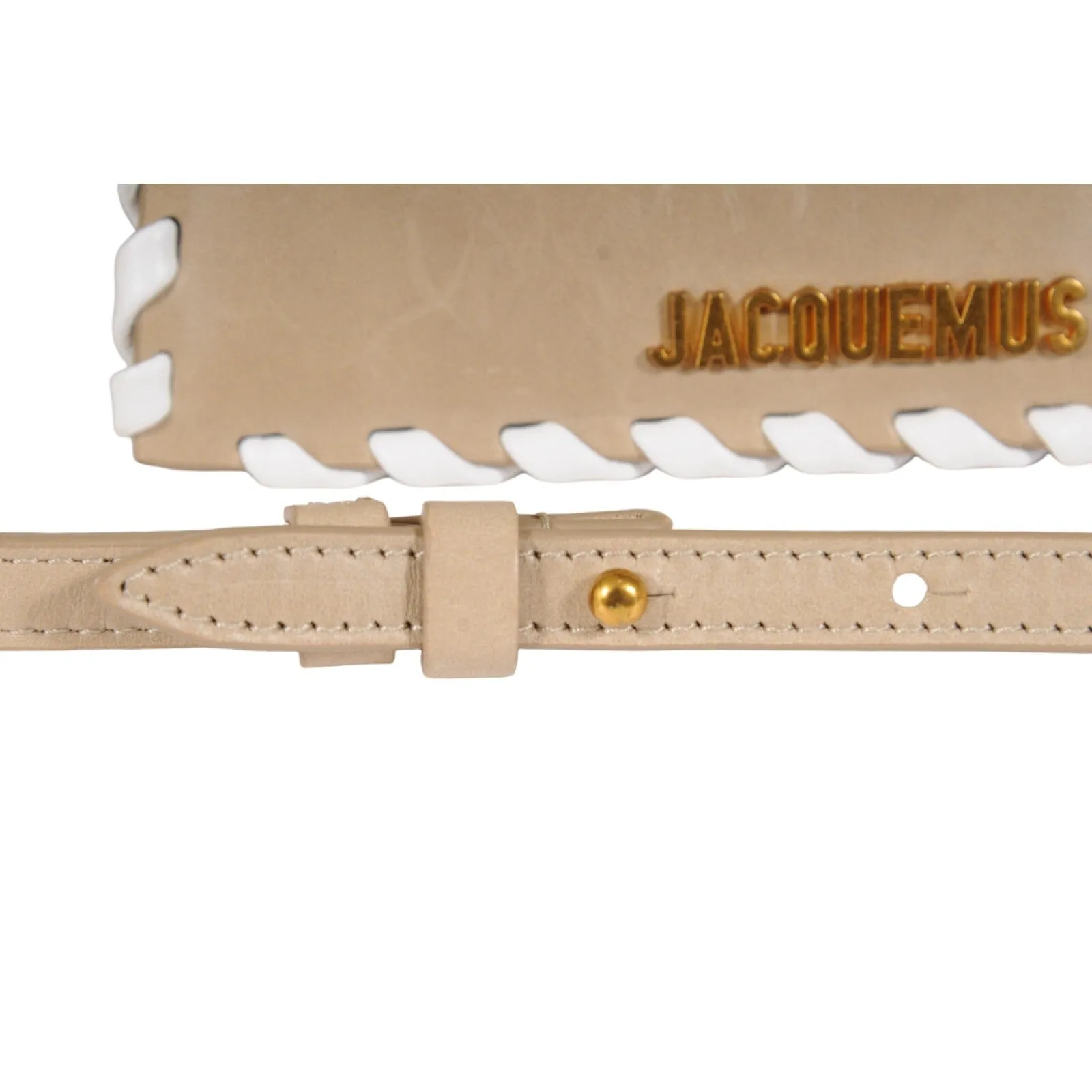 Jacquemus  Le Chiquito Mini Top Handle Crossbody Bag Tan Whit Whipstitch Leather