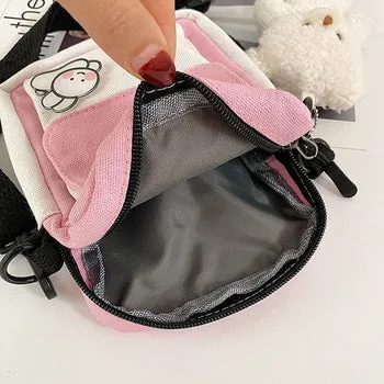 Kawaii Funny Bunny Canvas Side Bag - Kawaii Bag