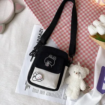 Kawaii Funny Bunny Canvas Side Bag - Kawaii Bag