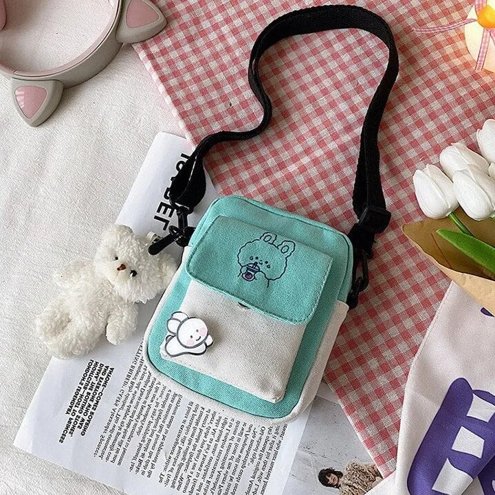 Kawaii Funny Bunny Canvas Side Bag - Kawaii Bag