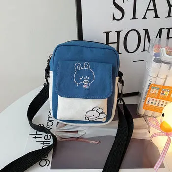 Kawaii Funny Bunny Canvas Side Bag - Kawaii Bag