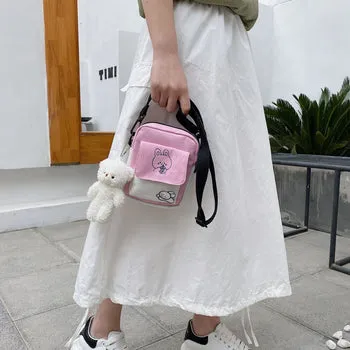 Kawaii Funny Bunny Canvas Side Bag - Kawaii Bag