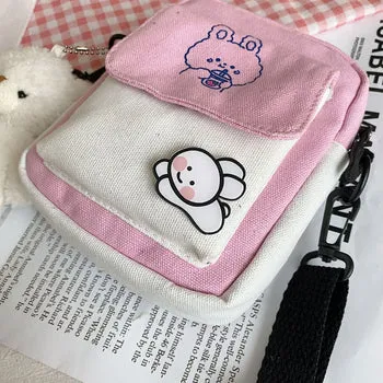 Kawaii Funny Bunny Canvas Side Bag - Kawaii Bag