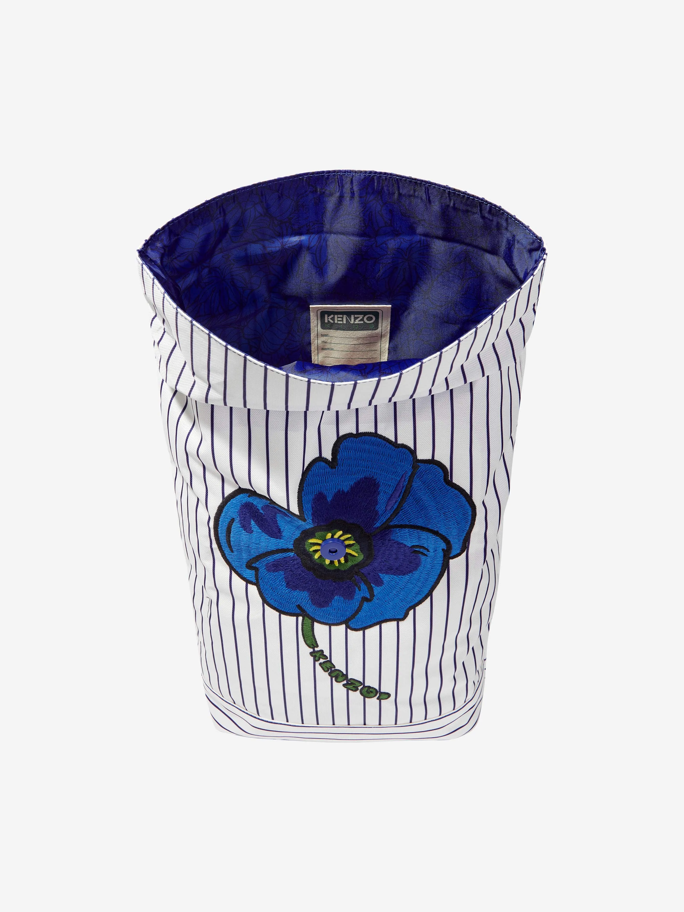 KENZO Kids Striped Flower Backpack in Navy