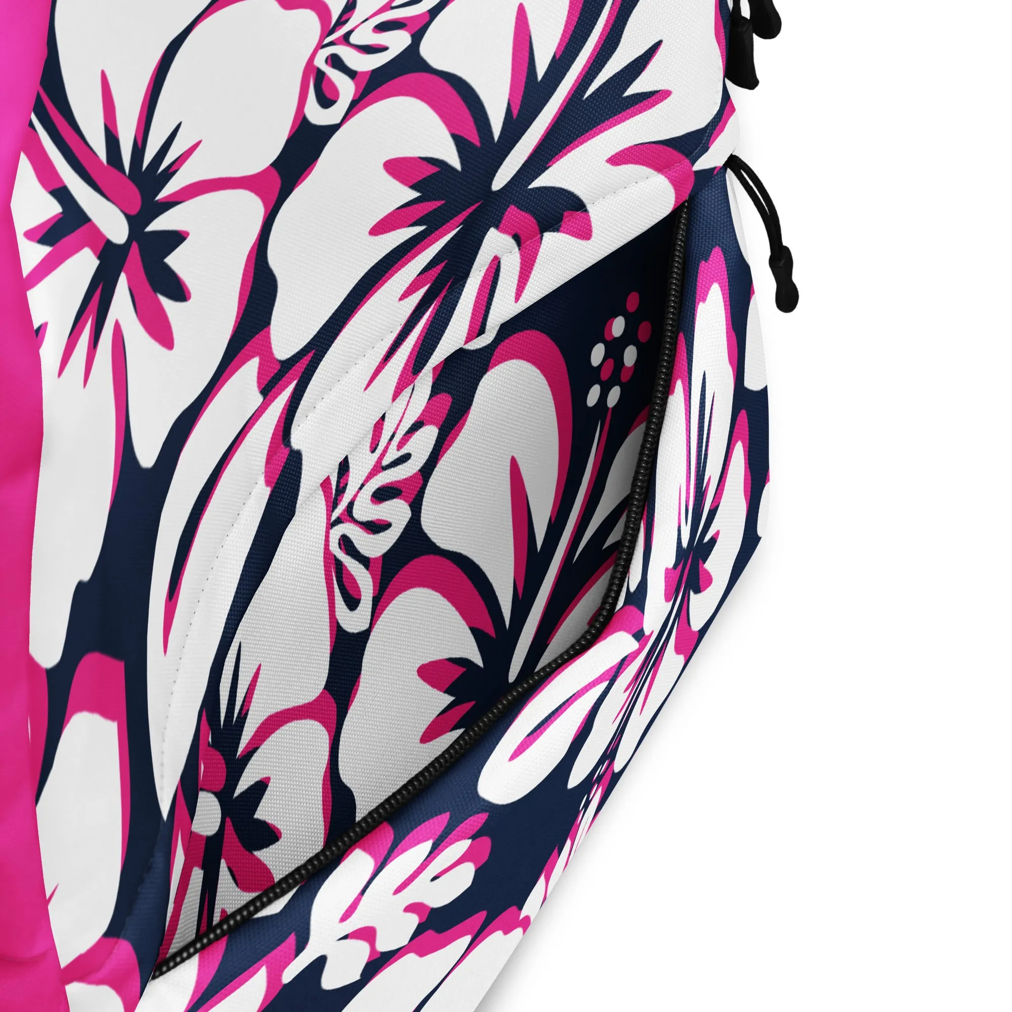 Kids Navy Blue, Hot Pink and White Hawaiian Flowers Backpack