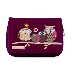 Kukubird Medium Purse Owl Feature Embroidery Patch Family Tree - Purple